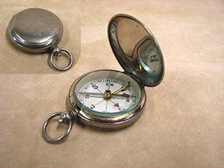 Early 20th century large nickel hunter cased pocket compass